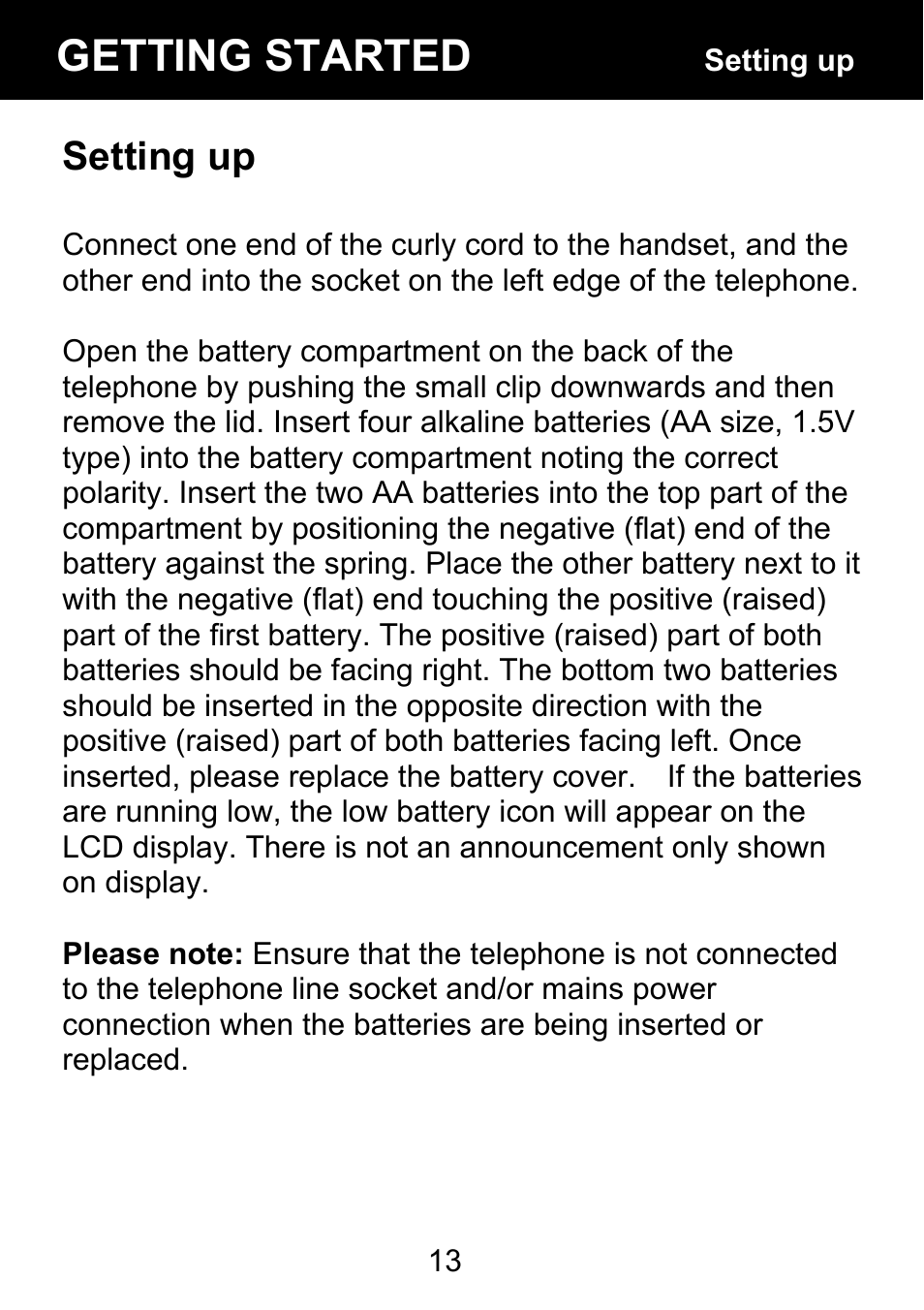 Setting up, Getting started | Geemarc BDP400 User Manual | Page 14 / 49
