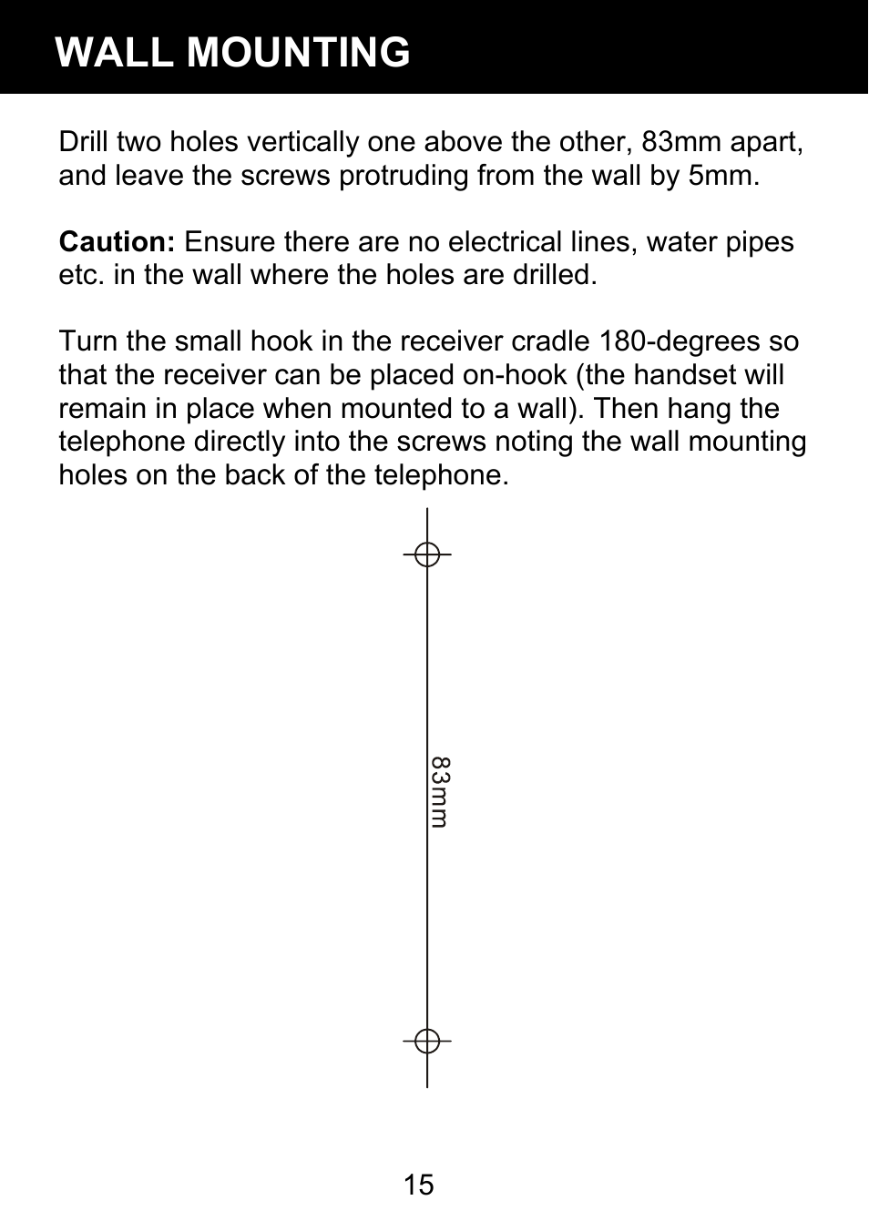 Wall mounting | Geemarc BDP400 User Manual | Page 16 / 49