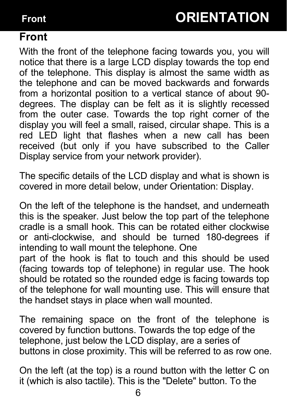 Front, Orientation | Geemarc BDP400 User Manual | Page 7 / 49
