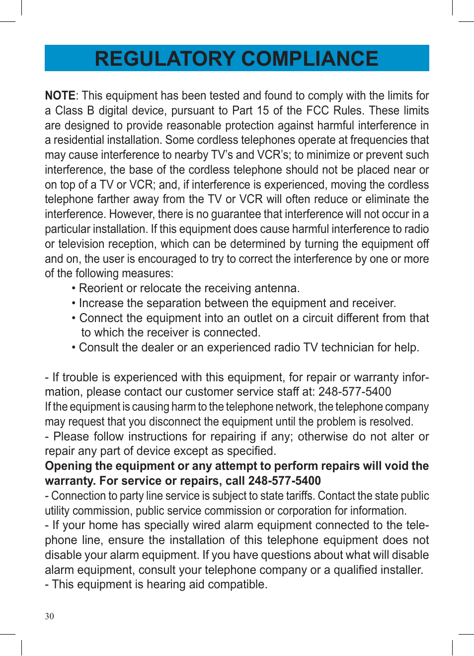 Regulatory compliance | Geemarc AMPLIVOICE50 User Manual | Page 30 / 31