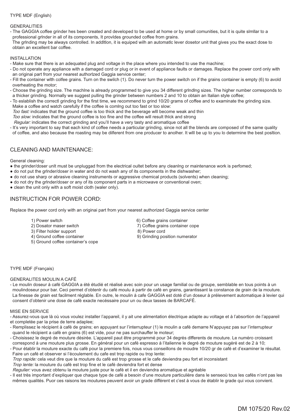 Gaggia Type MDF User Manual | Page 3 / 7