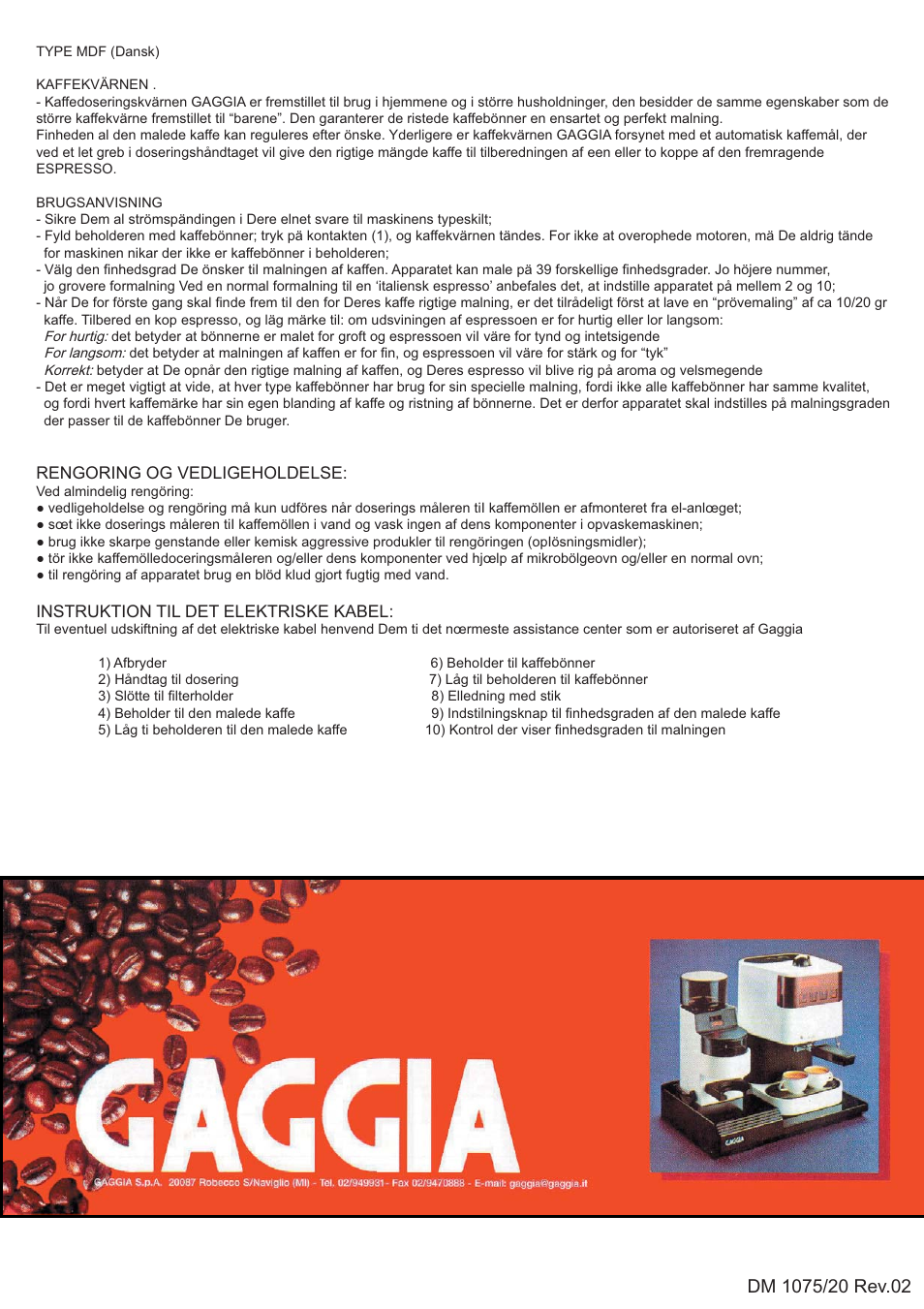 Gaggia Type MDF User Manual | Page 7 / 7