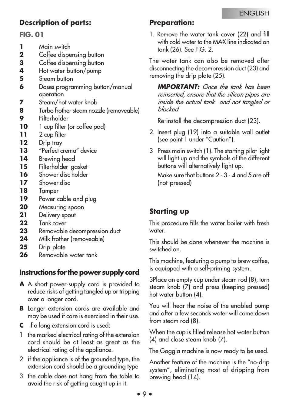 Gaggia Machine Baby Dosata User Manual | Page 13 / 53