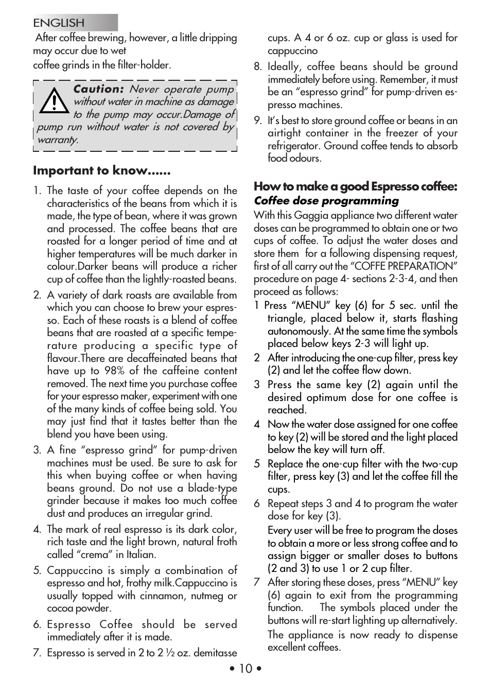 Gaggia Machine Baby Dosata User Manual | Page 14 / 53