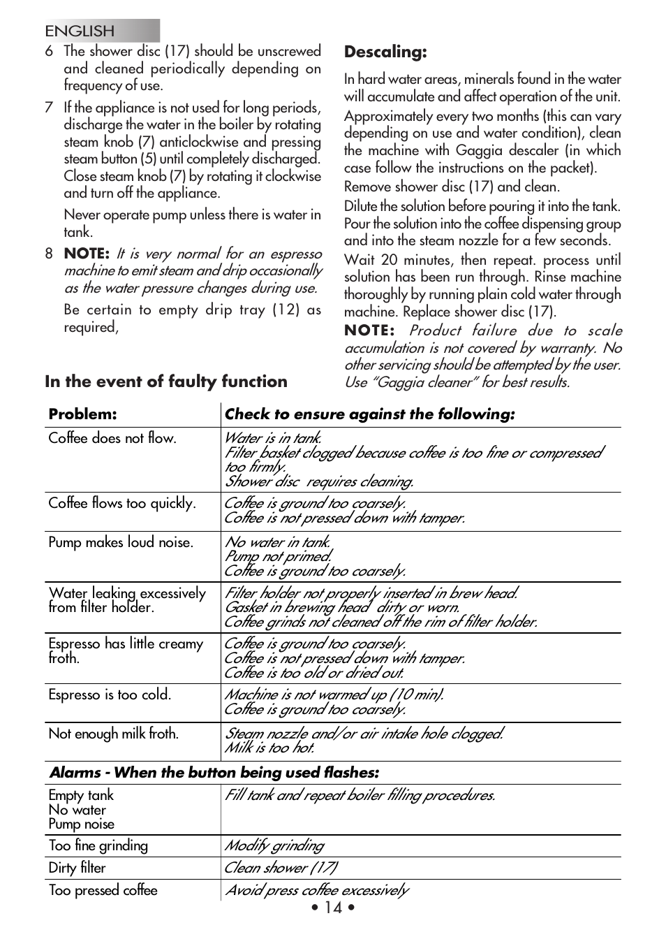 Gaggia Machine Baby Dosata User Manual | Page 18 / 53