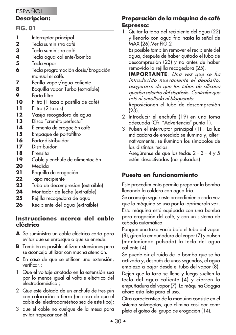Gaggia Machine Baby Dosata User Manual | Page 34 / 53