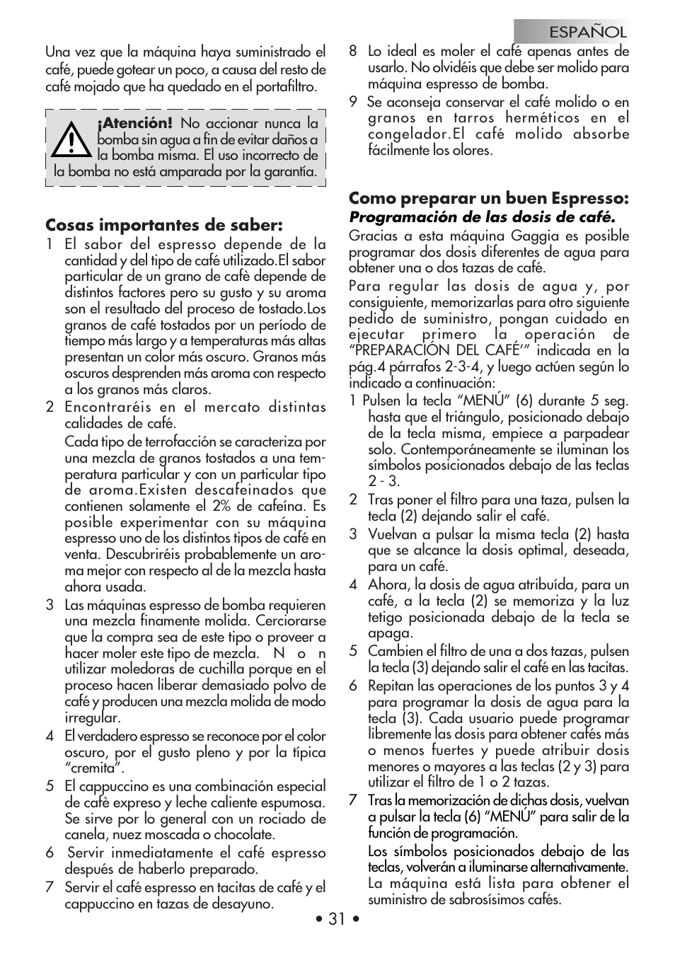 Gaggia Machine Baby Dosata User Manual | Page 35 / 53