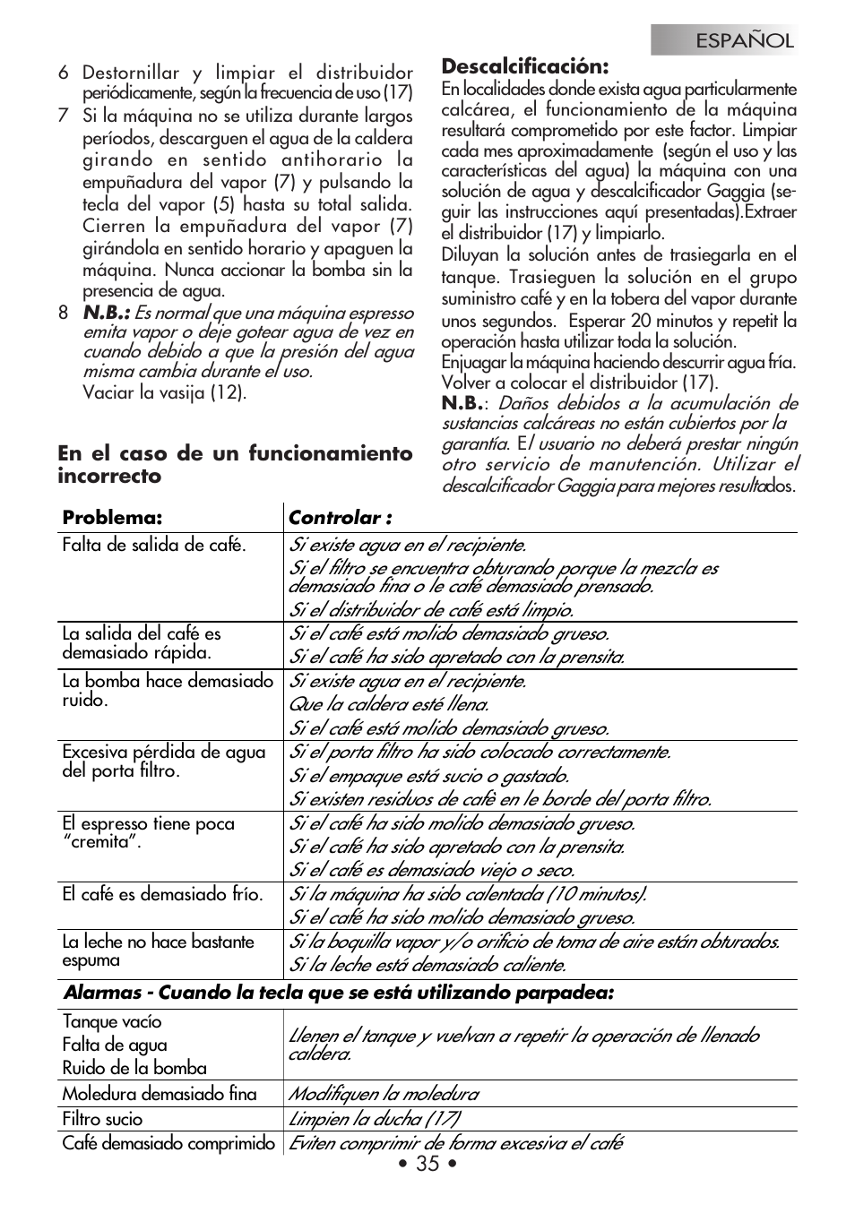 Gaggia Machine Baby Dosata User Manual | Page 39 / 53