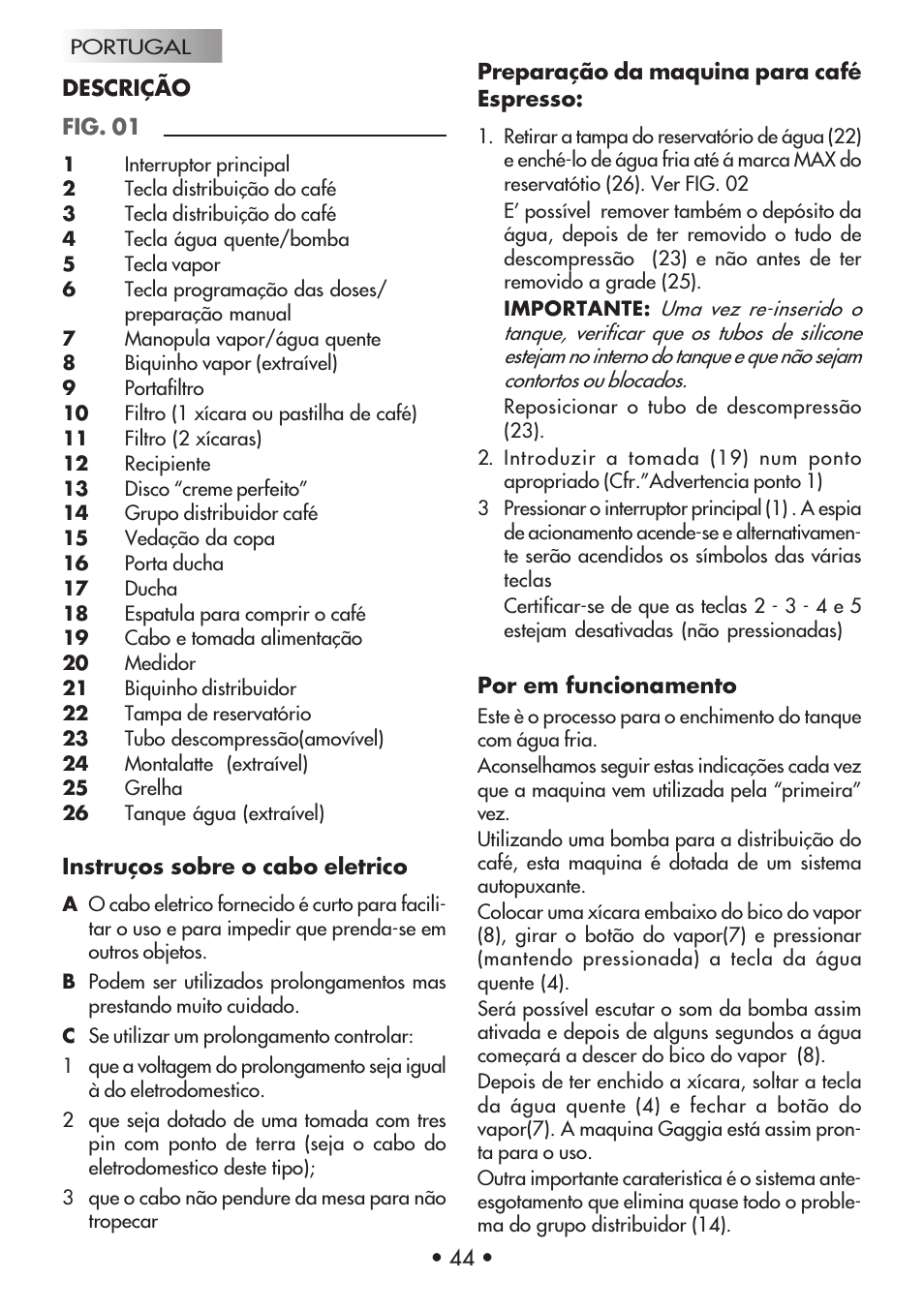 Gaggia Machine Baby Dosata User Manual | Page 48 / 53