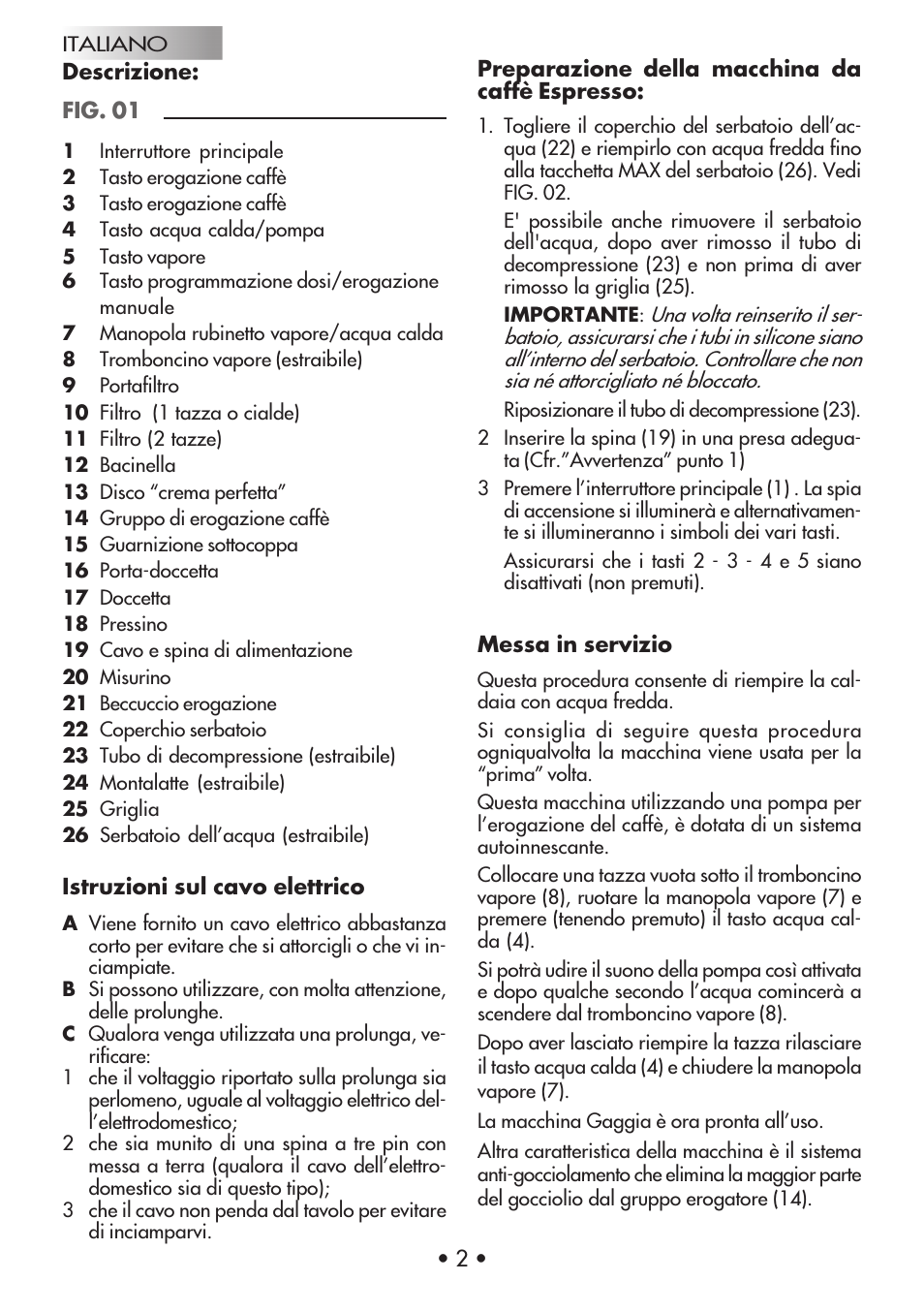 Gaggia Machine Baby Dosata User Manual | Page 6 / 53