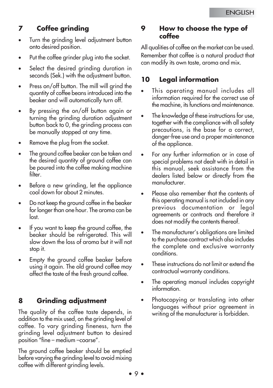 Gaggia Coffee Grinder Mod. MM Steel User Manual | Page 10 / 36