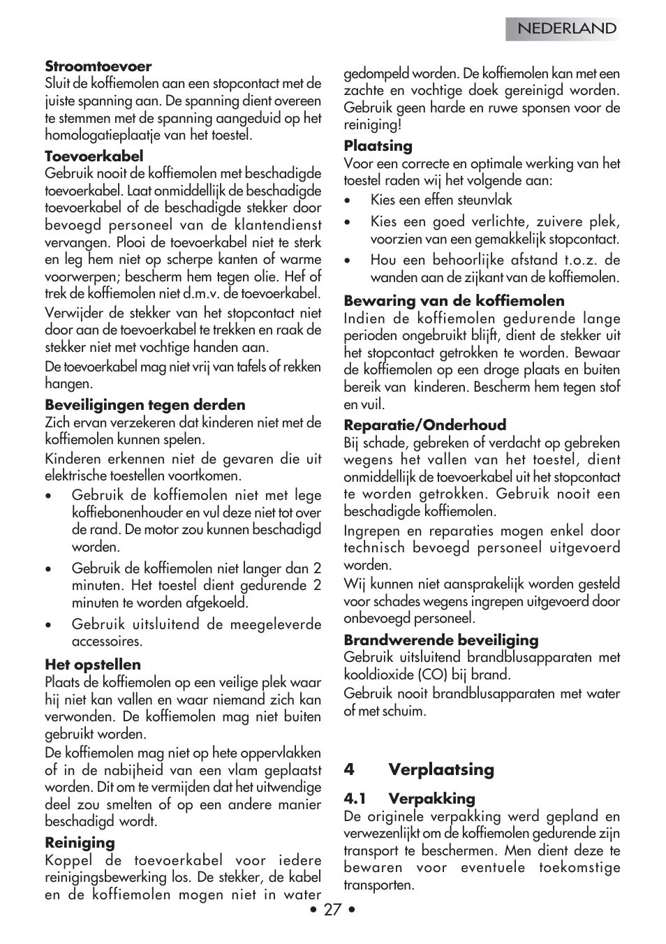 Gaggia Coffee Grinder Mod. MM Steel User Manual | Page 28 / 36