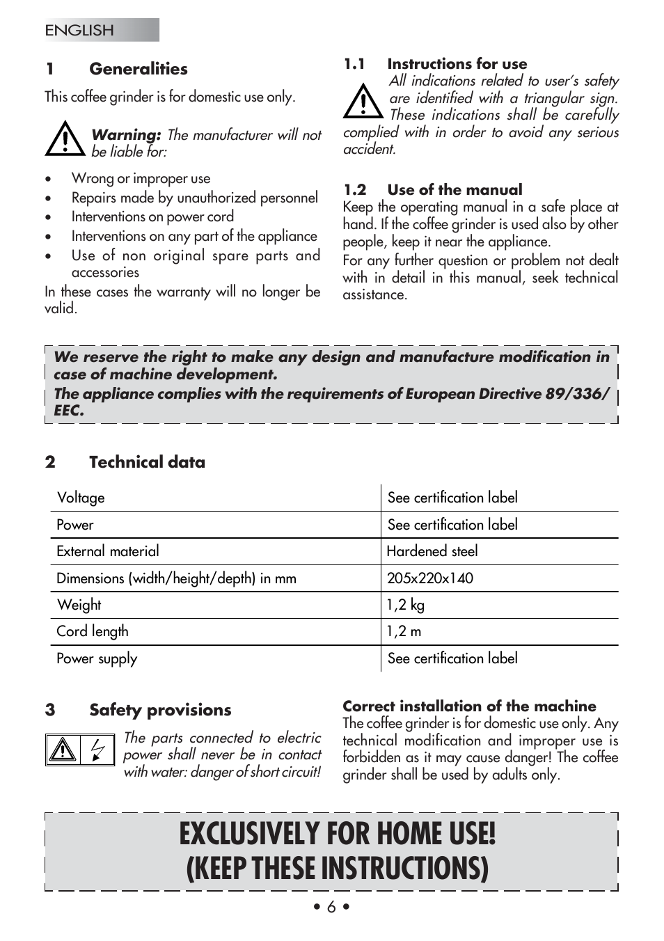 Gaggia Coffee Grinder Mod. MM Steel User Manual | Page 7 / 36