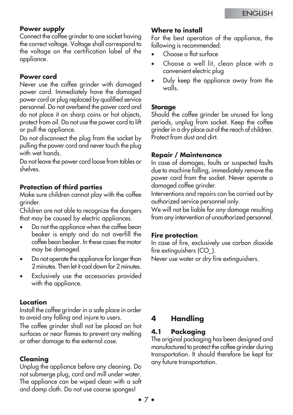 Gaggia Coffee Grinder Mod. MM Steel User Manual | Page 8 / 36