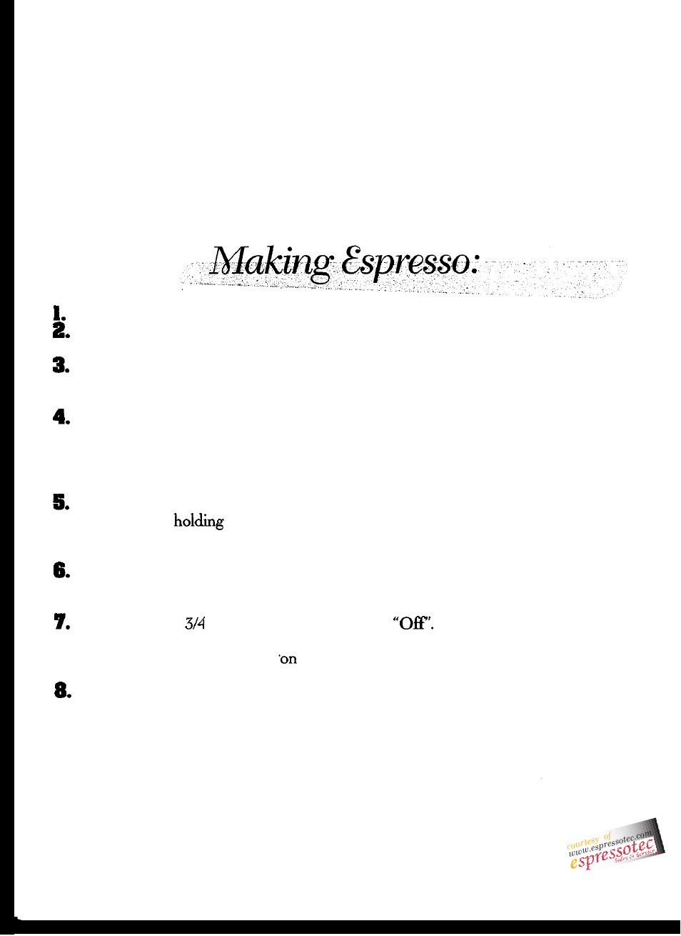 Gaggia Espresso/Cappuccino Maker User Manual | Page 8 / 13