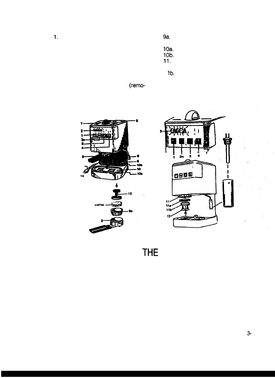 Description of parts, Instructions for power supply cord | Gaggia Expresso/Cappuccino Makers User Manual | Page 5 / 10