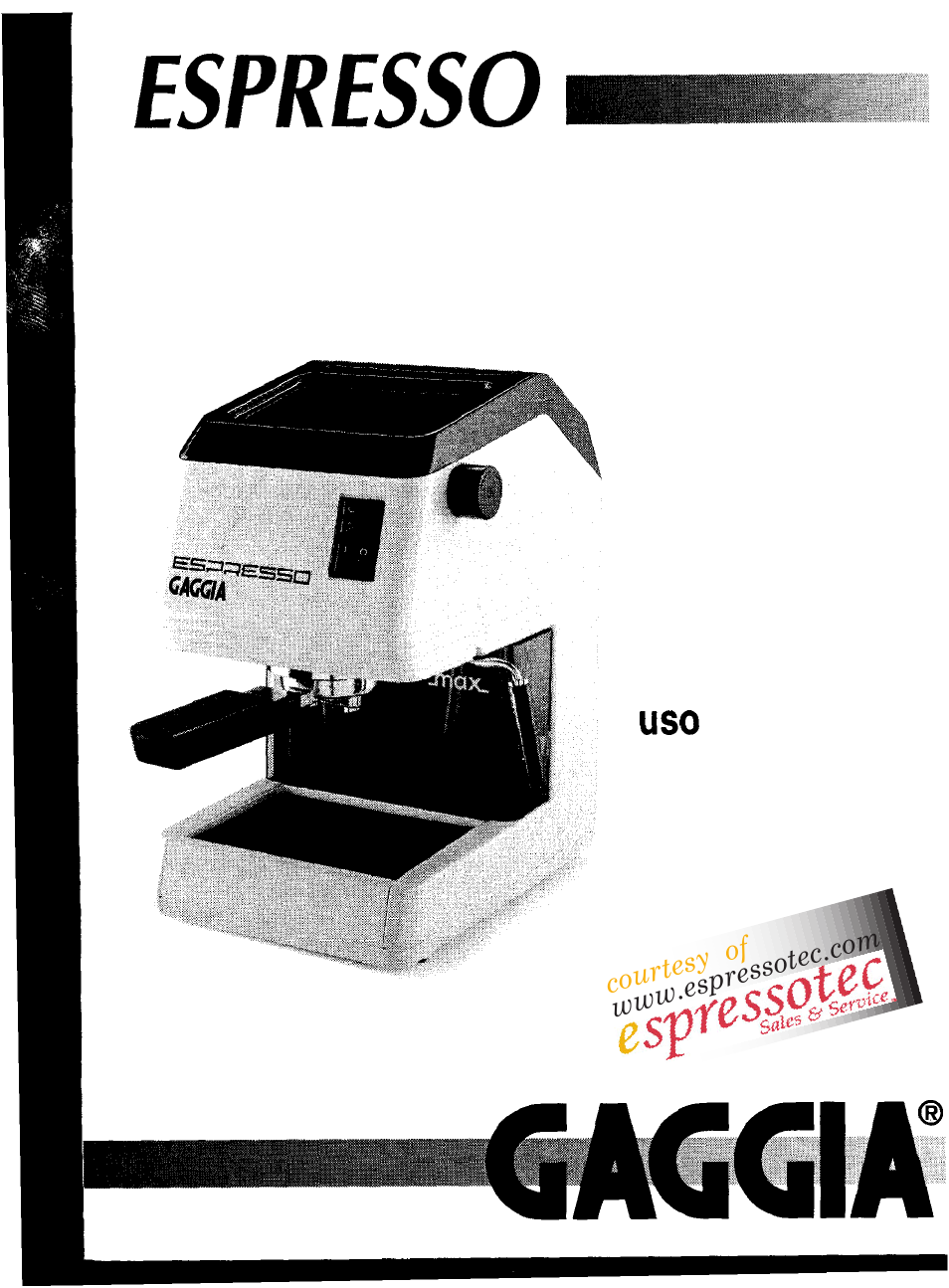Gaggia Espresso User Manual | 10 pages