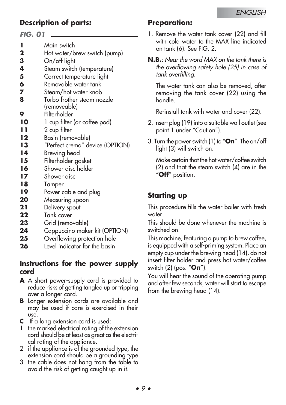 Gaggia Baby User Manual | Page 13 / 55