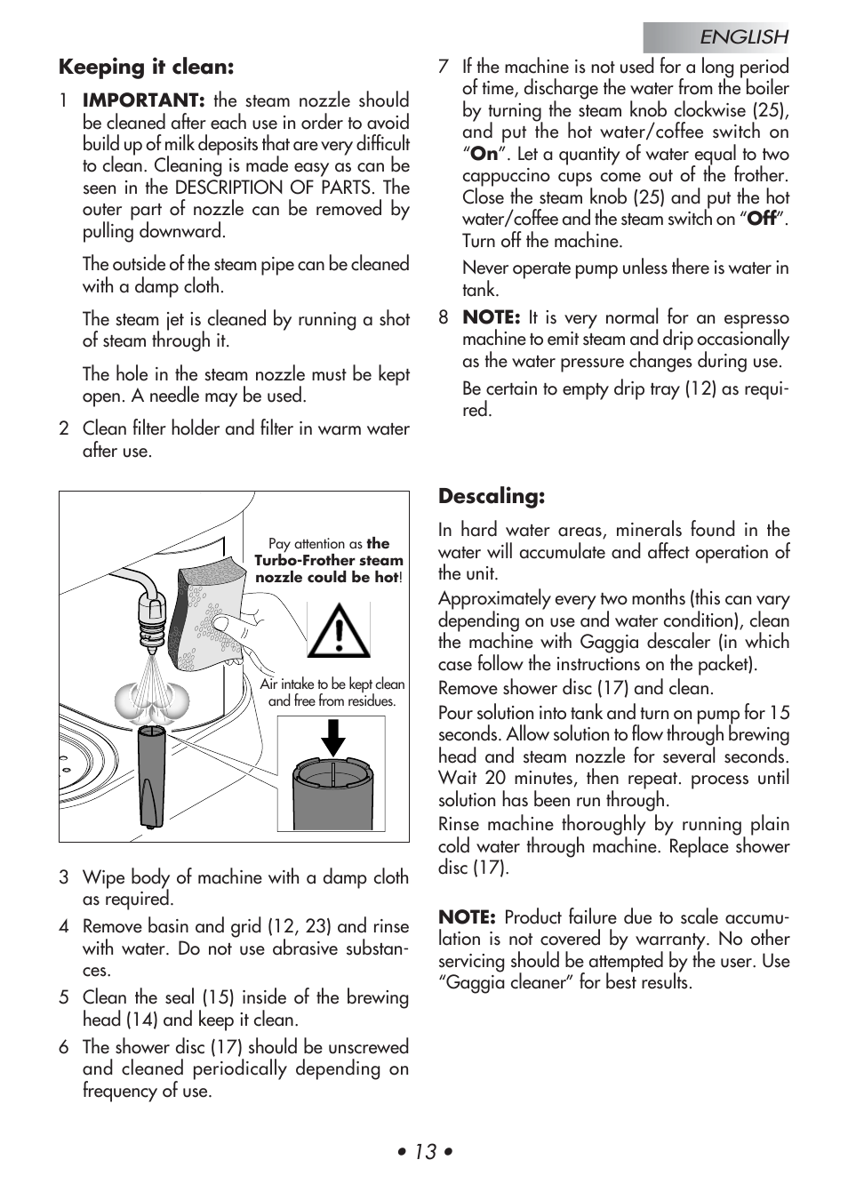 Gaggia Baby User Manual | Page 17 / 55