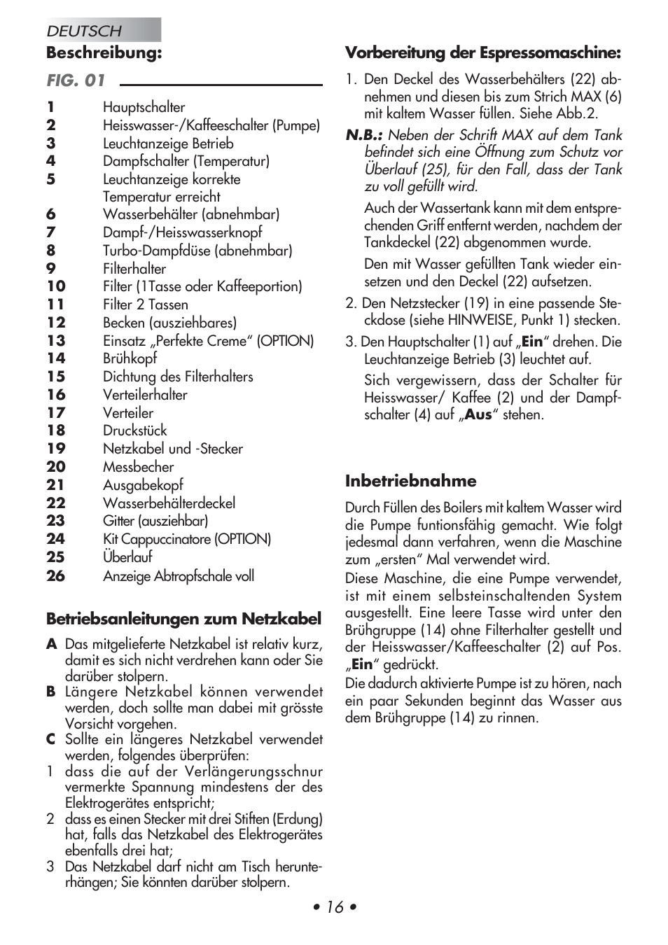 Gaggia Baby User Manual | Page 20 / 55