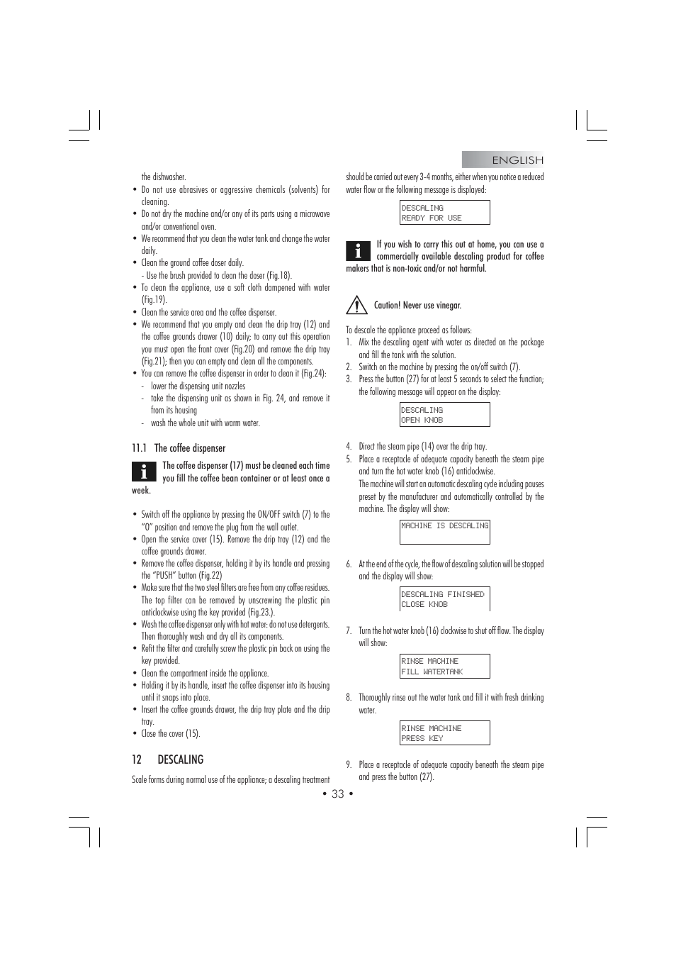 Gaggia TITANIUM Espresso Machine User Manual | Page 15 / 24