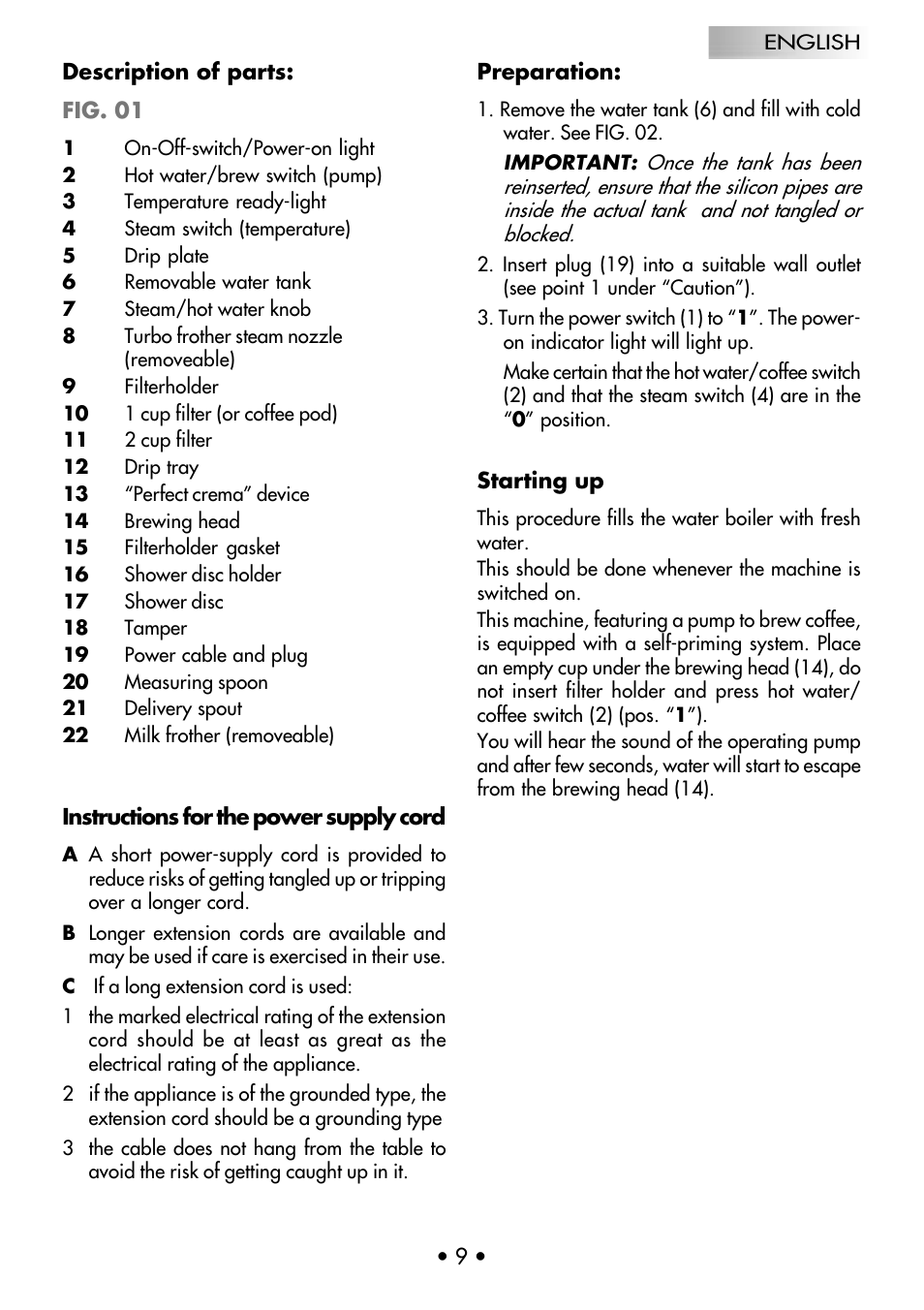 Gaggia Coffee Deluxe User Manual | Page 12 / 53