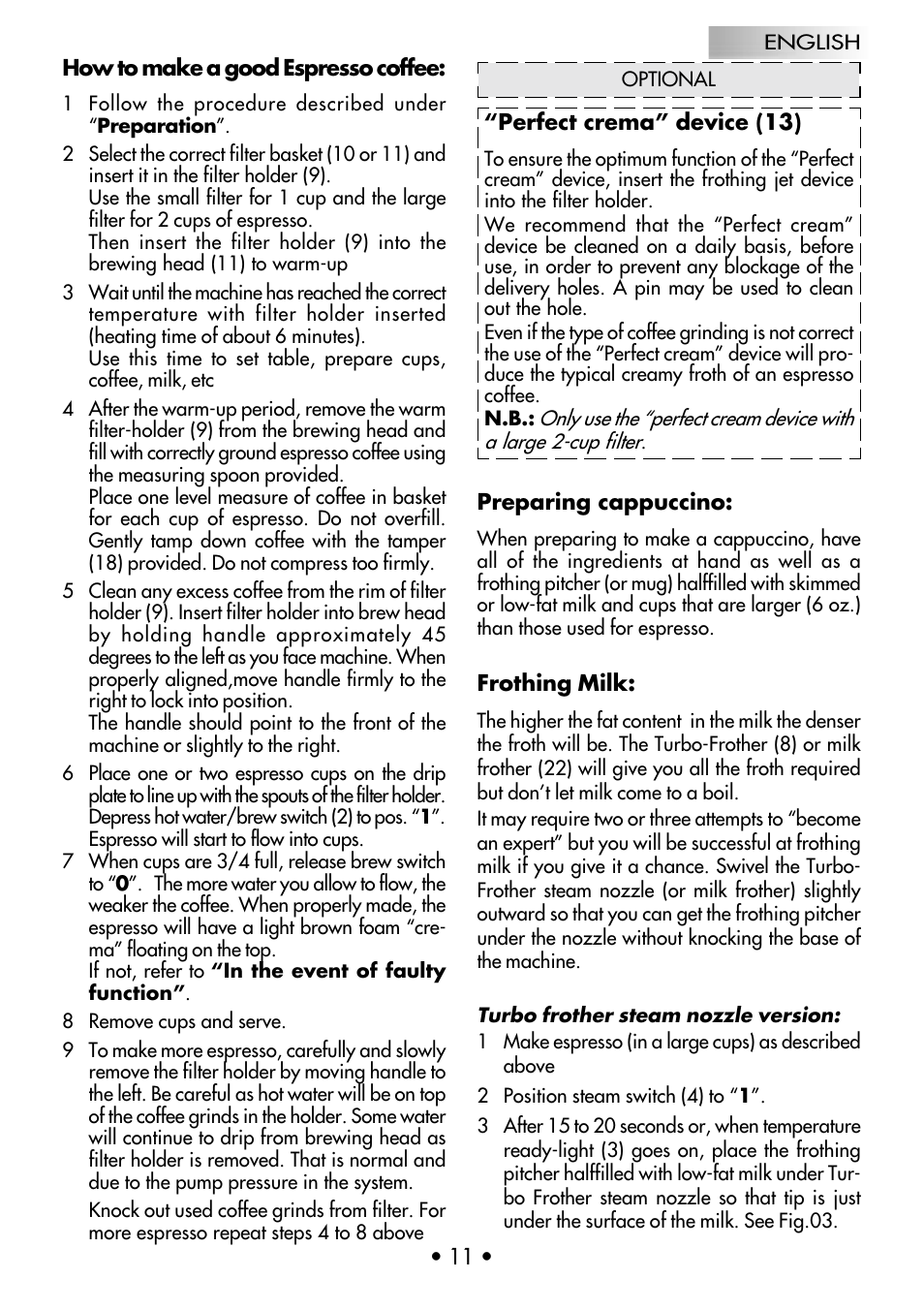 Gaggia Coffee Deluxe User Manual | Page 14 / 53