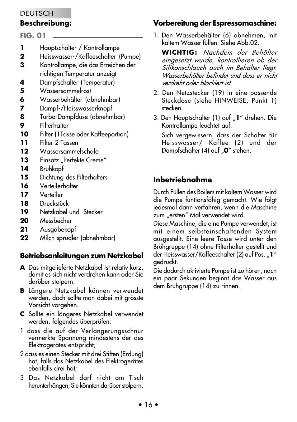 Gaggia Coffee Deluxe User Manual | Page 19 / 53