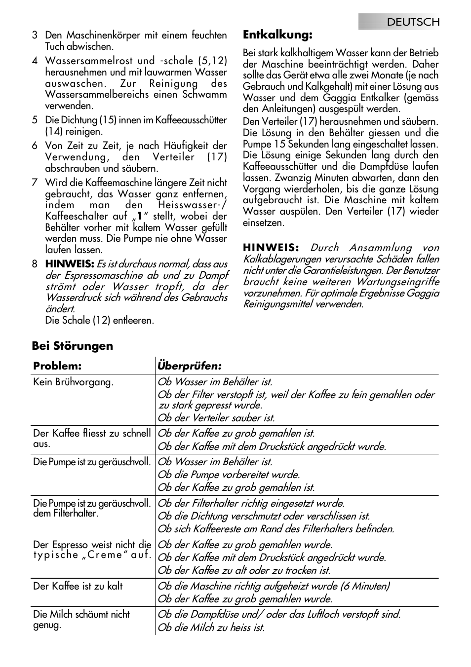 Gaggia Coffee Deluxe User Manual | Page 24 / 53