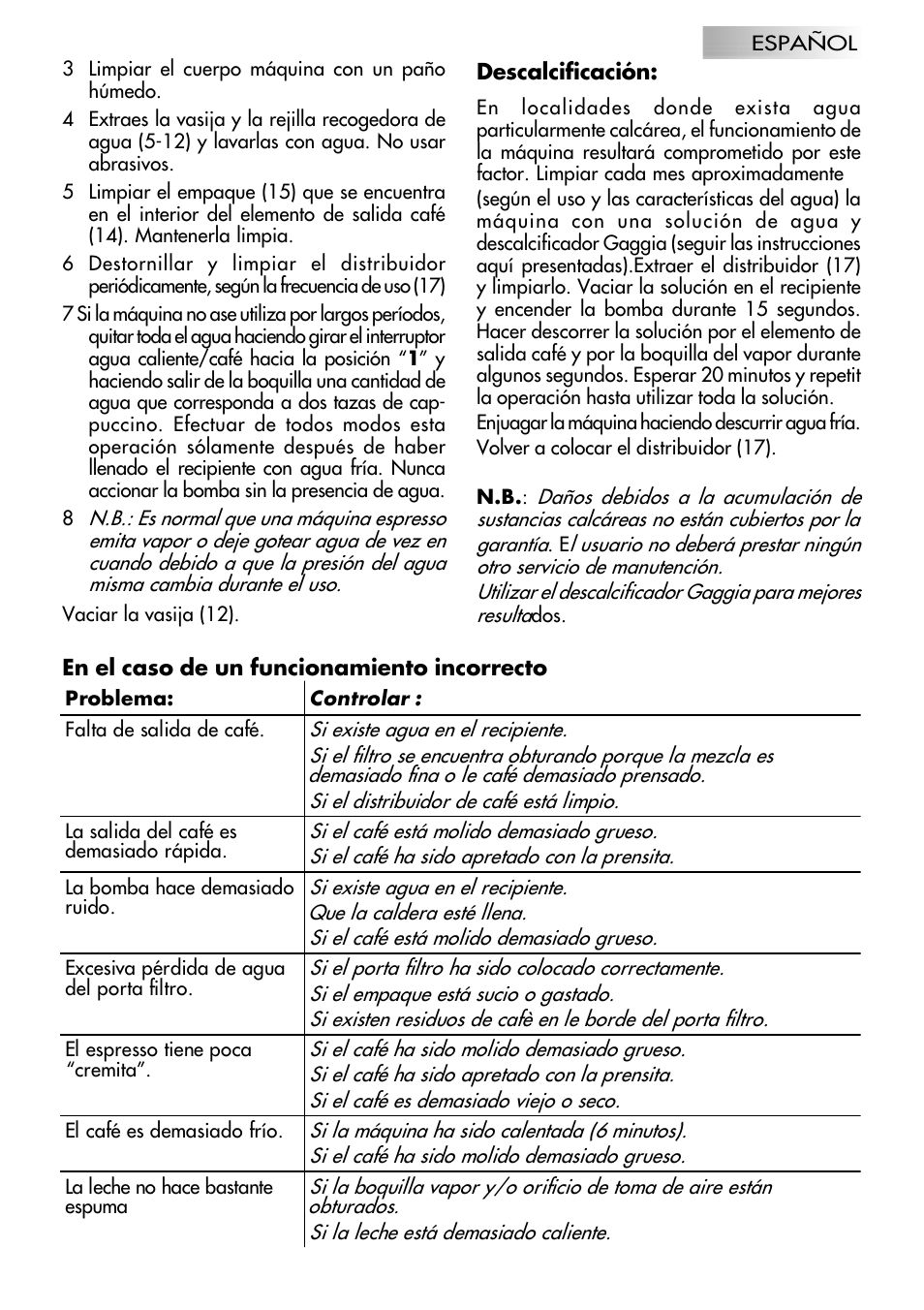 Gaggia Coffee Deluxe User Manual | Page 38 / 53