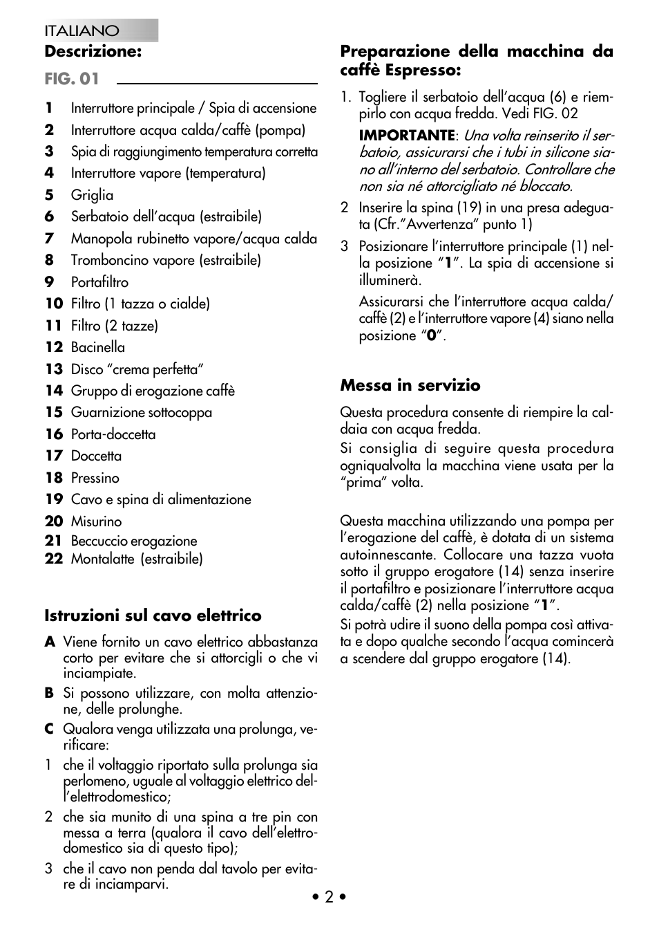 Gaggia Coffee Deluxe User Manual | Page 5 / 53