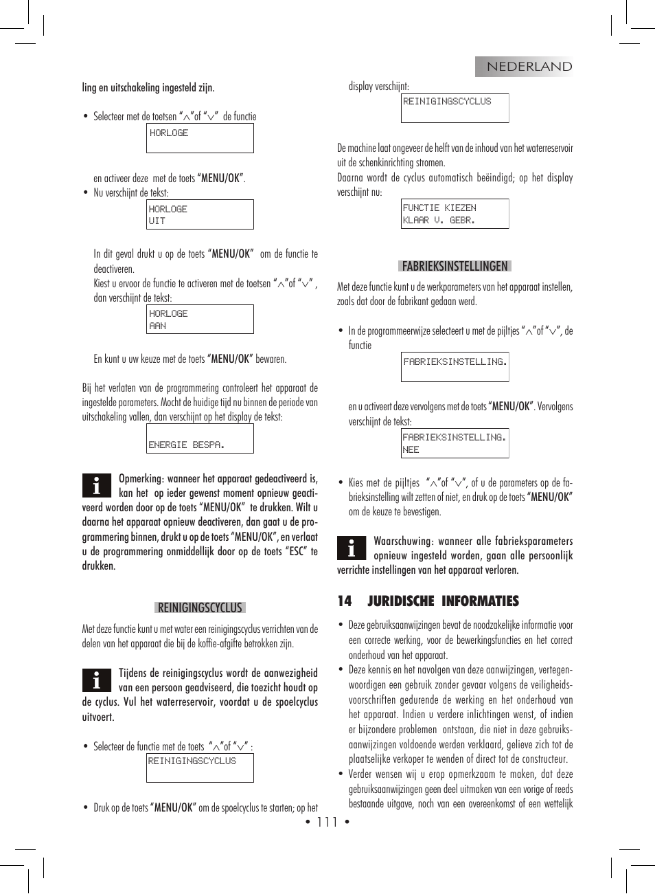 14 juridische informaties | Gaggia Titanium User Manual | Page 111 / 132