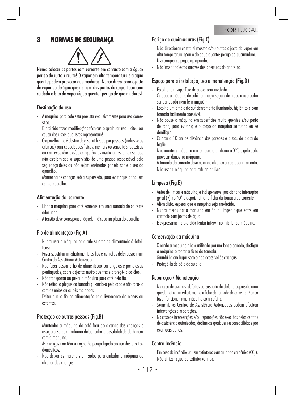 3normas de segurança | Gaggia Titanium User Manual | Page 117 / 132