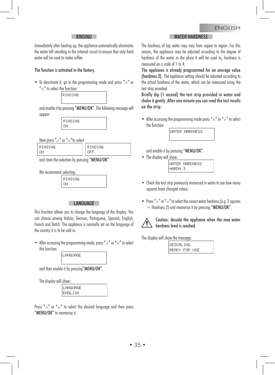 Gaggia Titanium User Manual | Page 35 / 132