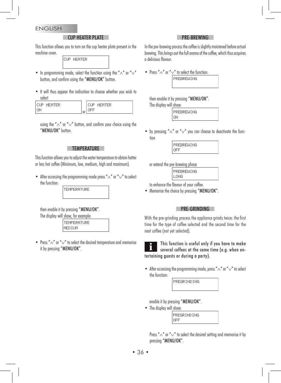 Gaggia Titanium User Manual | Page 36 / 132