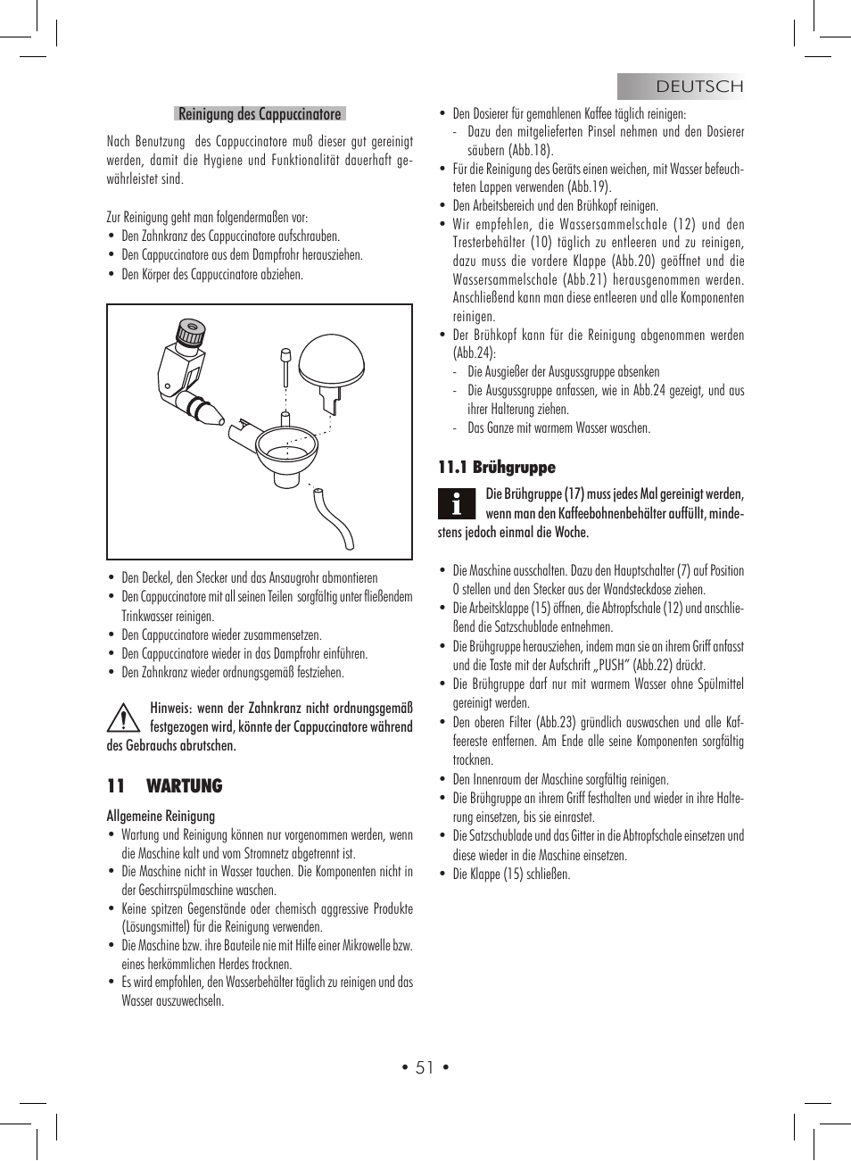 11 wartung | Gaggia Titanium User Manual | Page 51 / 132