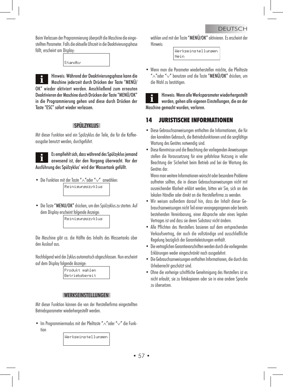 14 juristische informationen | Gaggia Titanium User Manual | Page 57 / 132