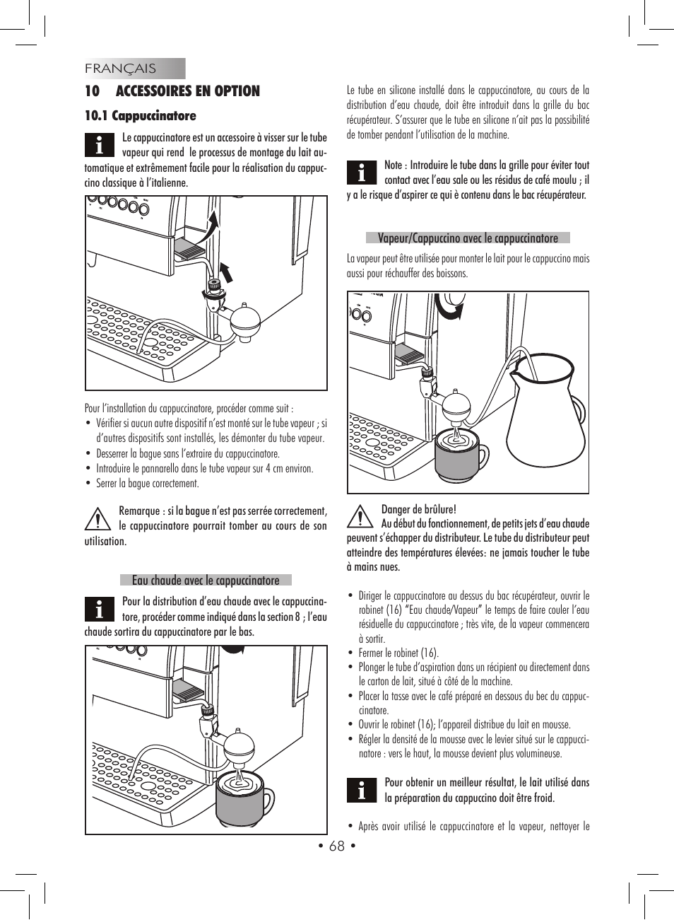 10 accessoires en option | Gaggia Titanium User Manual | Page 68 / 132
