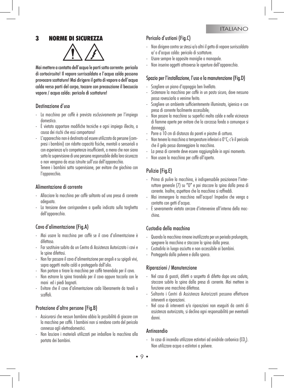3norme di sicurezza | Gaggia Titanium User Manual | Page 9 / 132