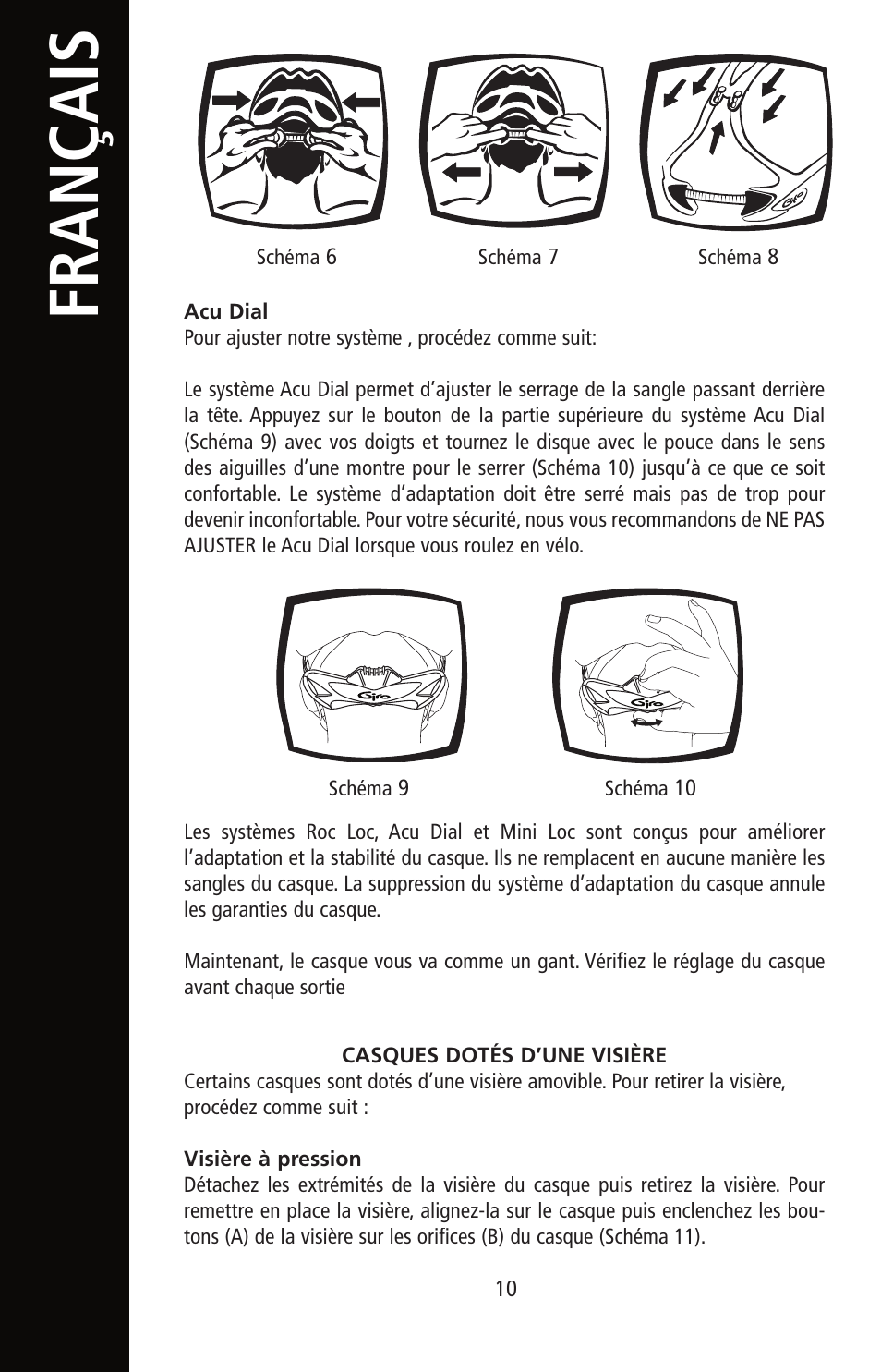 English, Français | Giro Helmet User Manual | Page 10 / 70