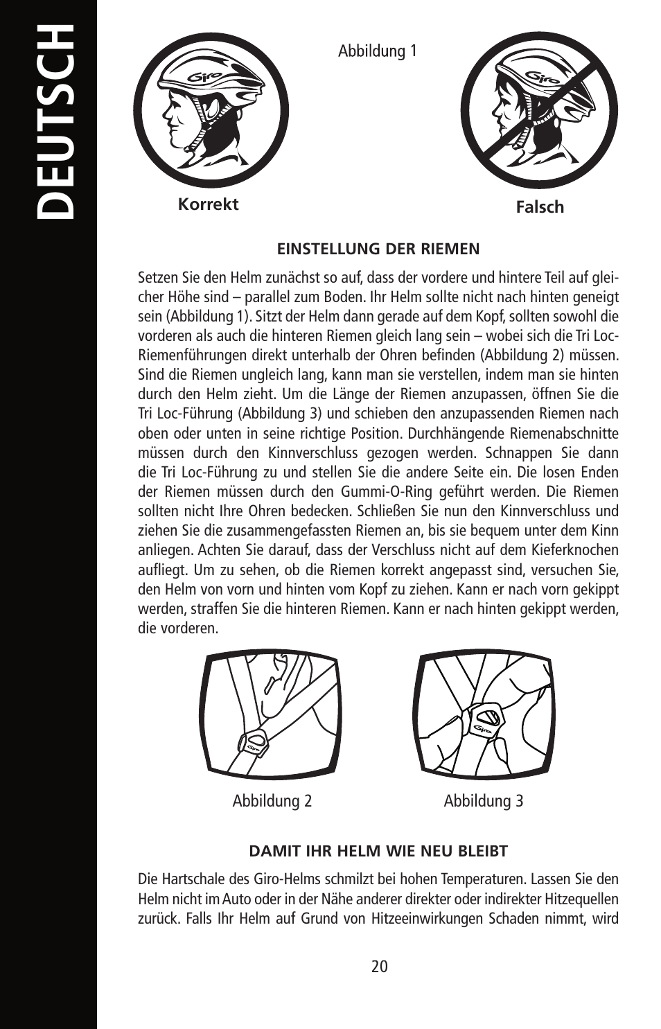 English, Deutsch | Giro Helmet User Manual | Page 20 / 70