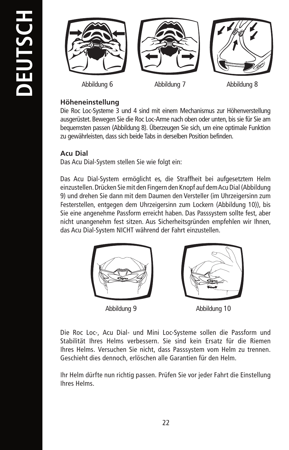 English, Deutsch | Giro Helmet User Manual | Page 22 / 70