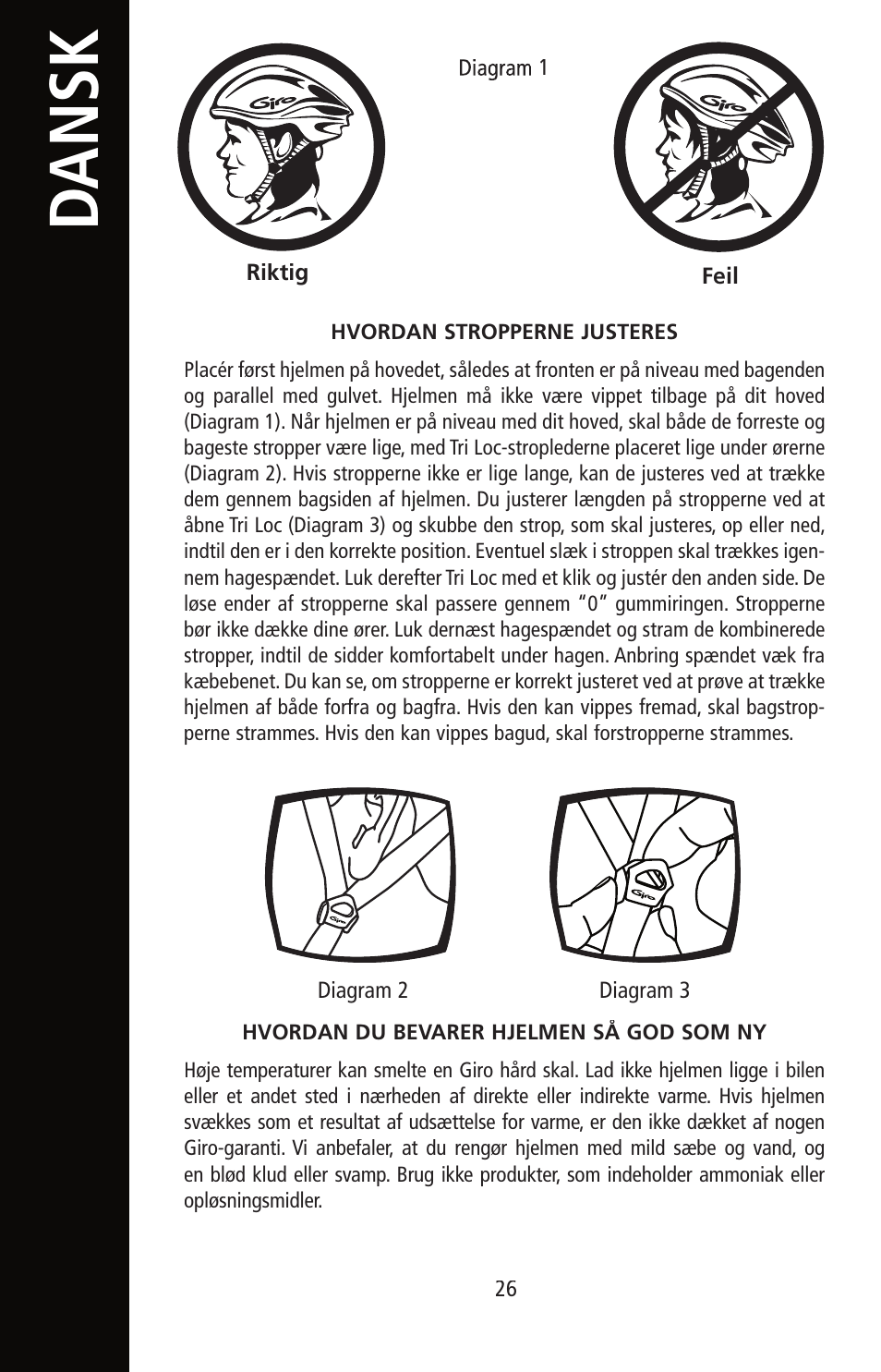 English, Dansk | Giro Helmet User Manual | Page 26 / 70