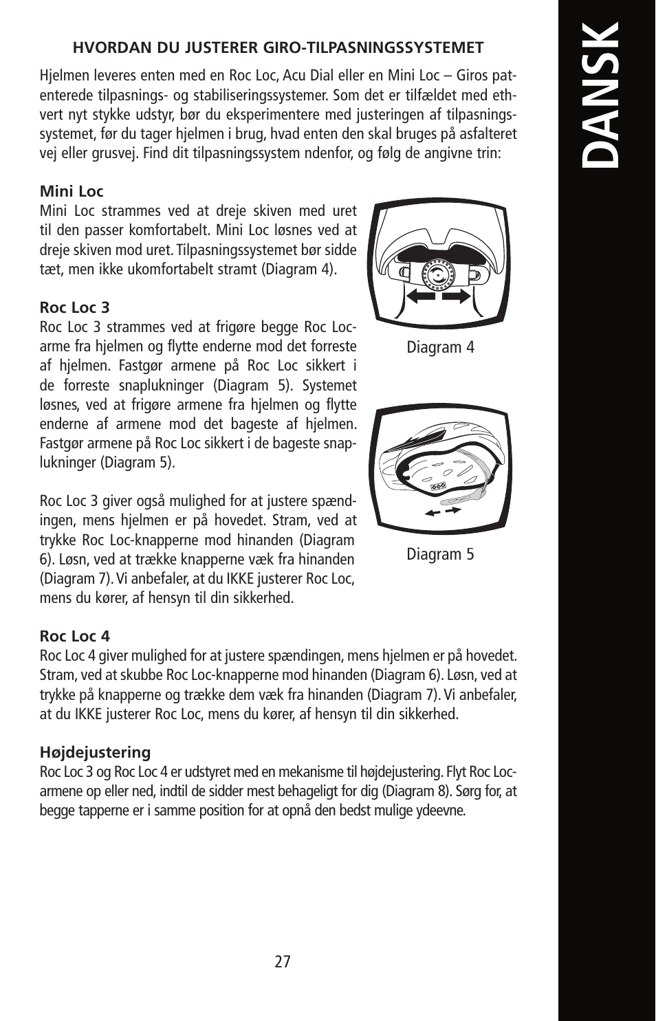 Dansk | Giro Helmet User Manual | Page 27 / 70