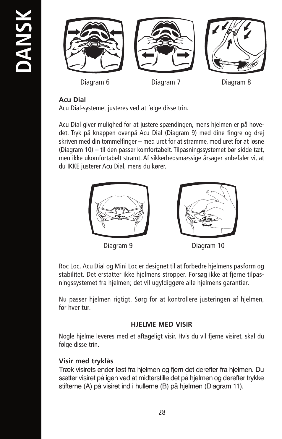 English, Dansk | Giro Helmet User Manual | Page 28 / 70