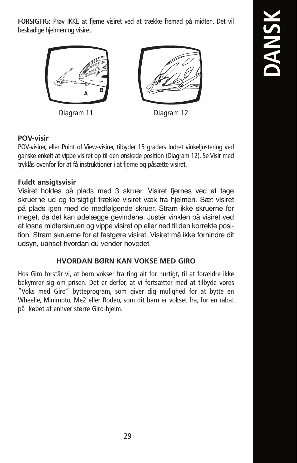 Dansk | Giro Helmet User Manual | Page 29 / 70