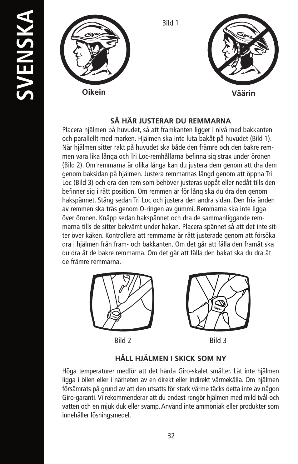 English, Svenska | Giro Helmet User Manual | Page 32 / 70