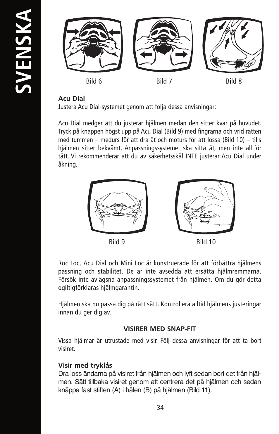 English, Svenska | Giro Helmet User Manual | Page 34 / 70