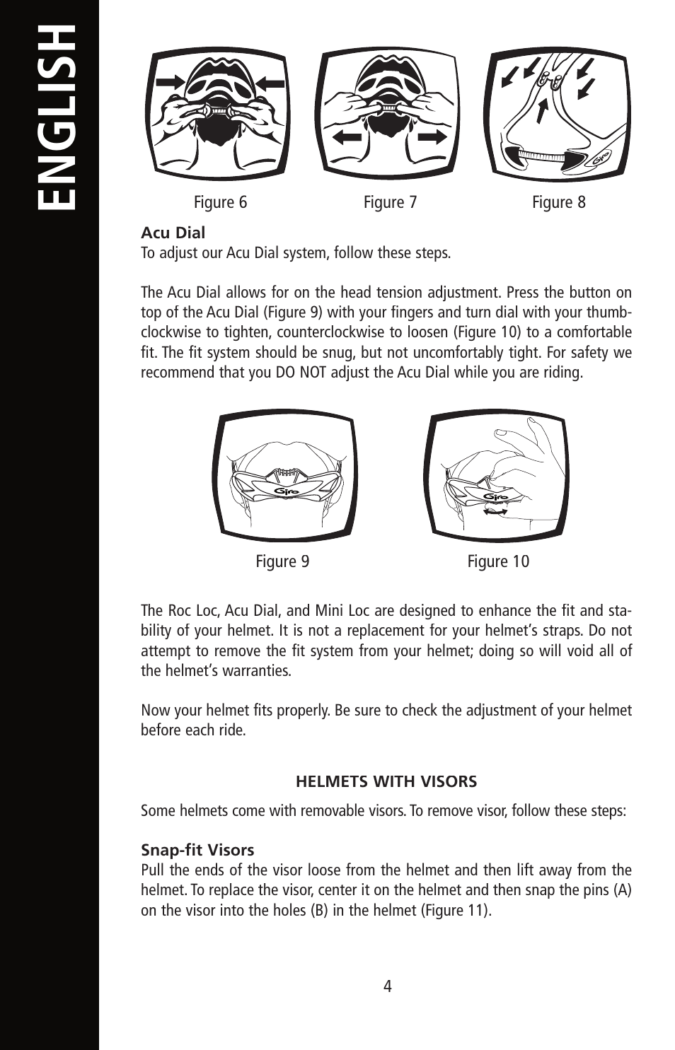 English | Giro Helmet User Manual | Page 4 / 70