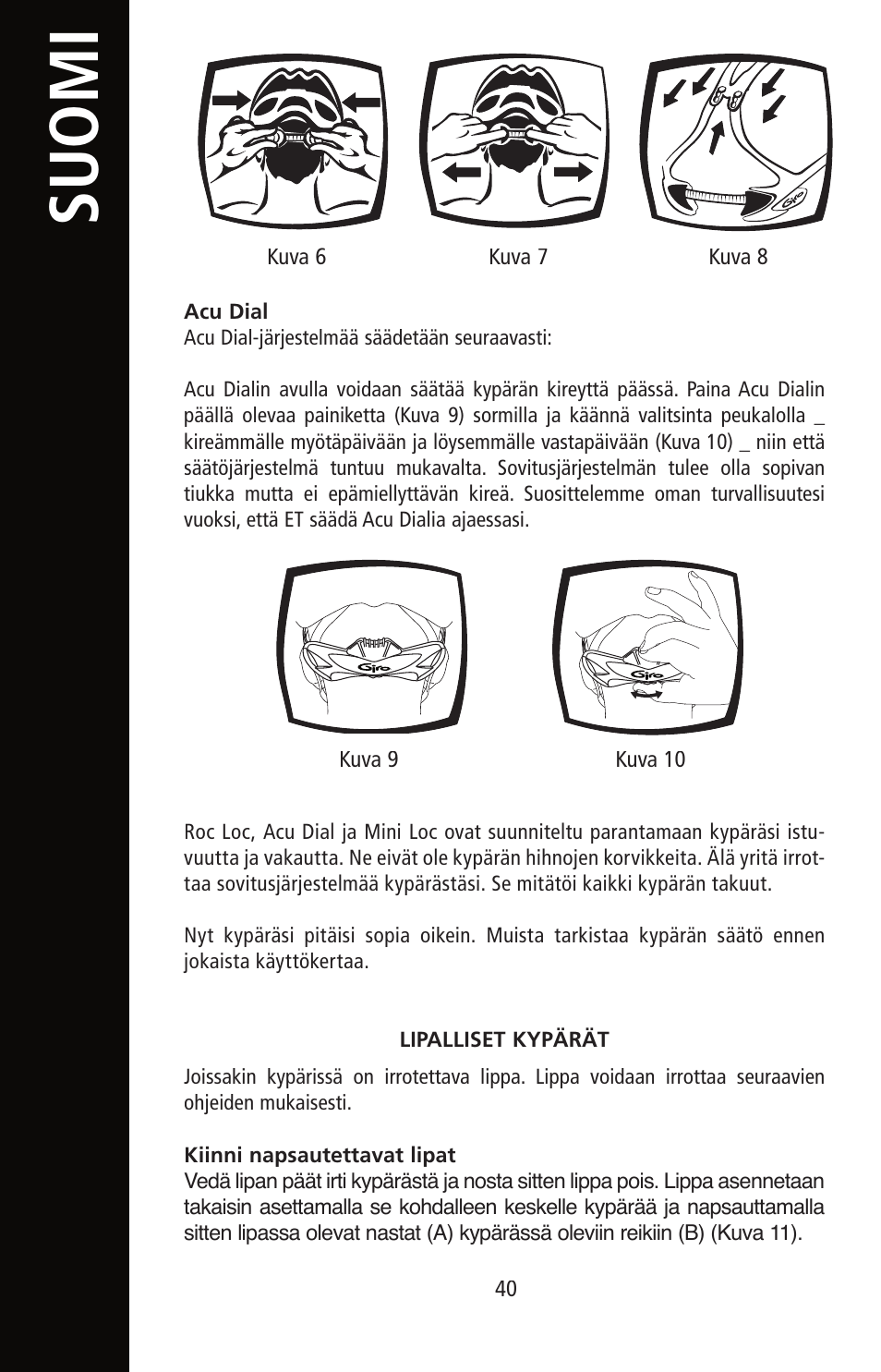 English, Suomi | Giro Helmet User Manual | Page 40 / 70